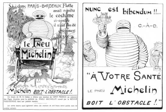 Thought to be the first and second Bibendum advertisements (1899)